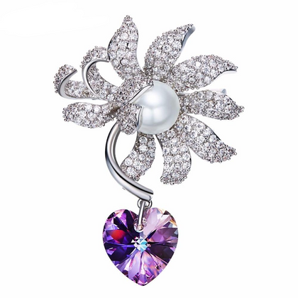 Eve's Heart Flower Brooch