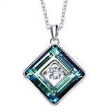 Eve's Green Square Silver Necklace