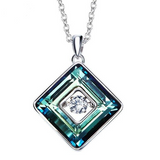 Eve's Green Square Silver Necklace