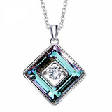 Eve's Green Square Silver Necklace