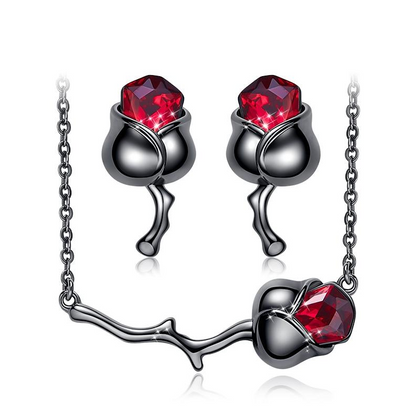 Eve's Black Gun Rose Jewelry Set