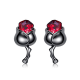 Eve's Black Gun Rose Earrings