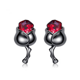 Eve's Black Gun Rose Earrings