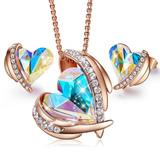 Eve's Rose Gold Angel Jewelry Set (Earrings and Necklace)